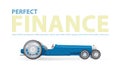 Perfect finance illustration with blue retro long car for notables. Royalty Free Stock Photo